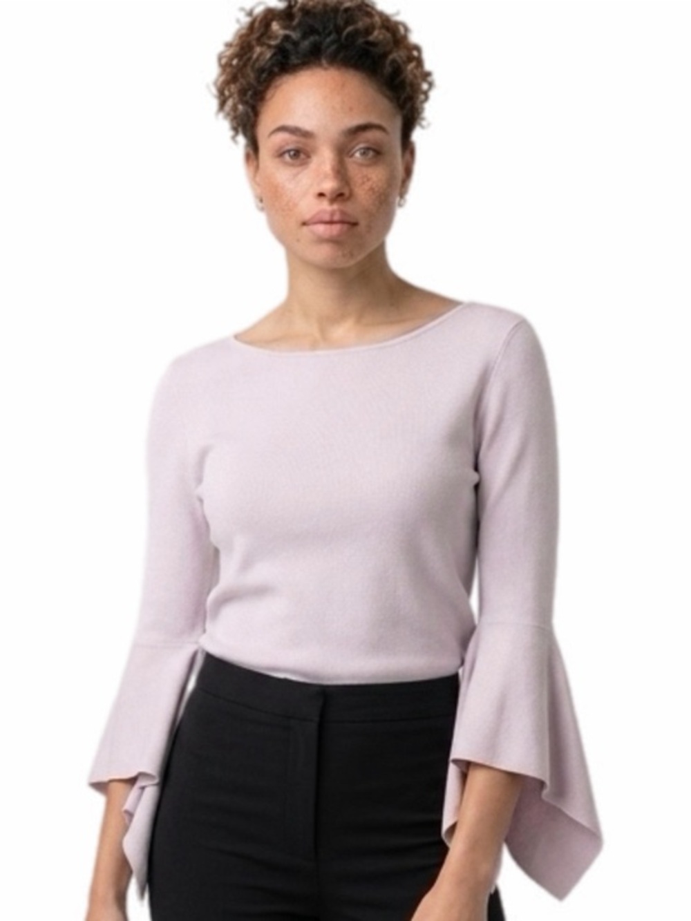 Banana Republic light blush sweater bateau neckline layered sleeves Medium EUC